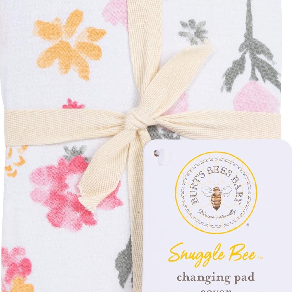 Burts bees watercolor blooms organic cotton Beesnug changing pad cover